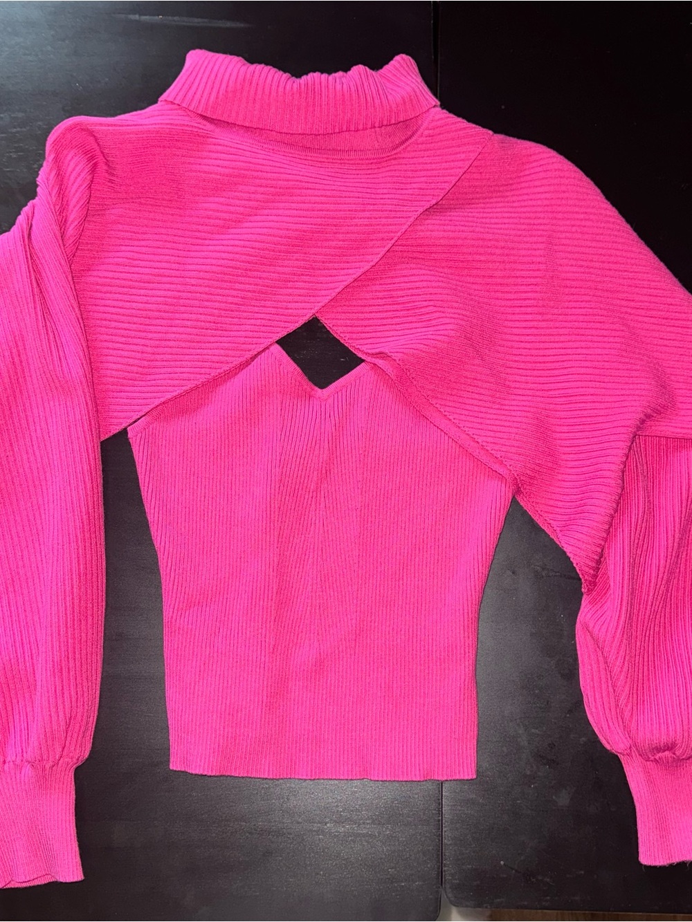 Hot Pink Cutout Ribbed Sweater Top - 2pc detachable